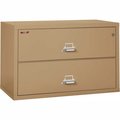 Fire King Fireking Fireproof 2 Drawer Lateral File Cabinet - Letter-Legal Size 44-1/2"W x 22"D x 28"H - Sand 244CSA